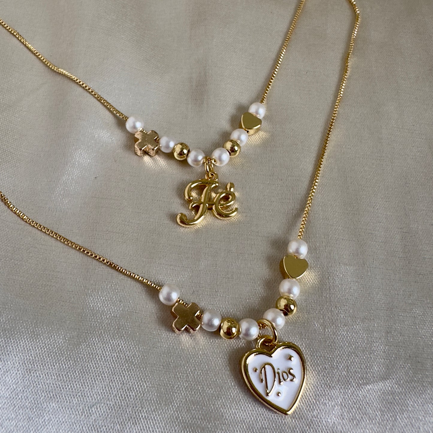 Cadena perlas Fe y Dios