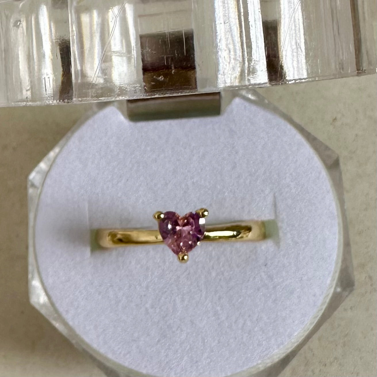 Anillo corazón rosa