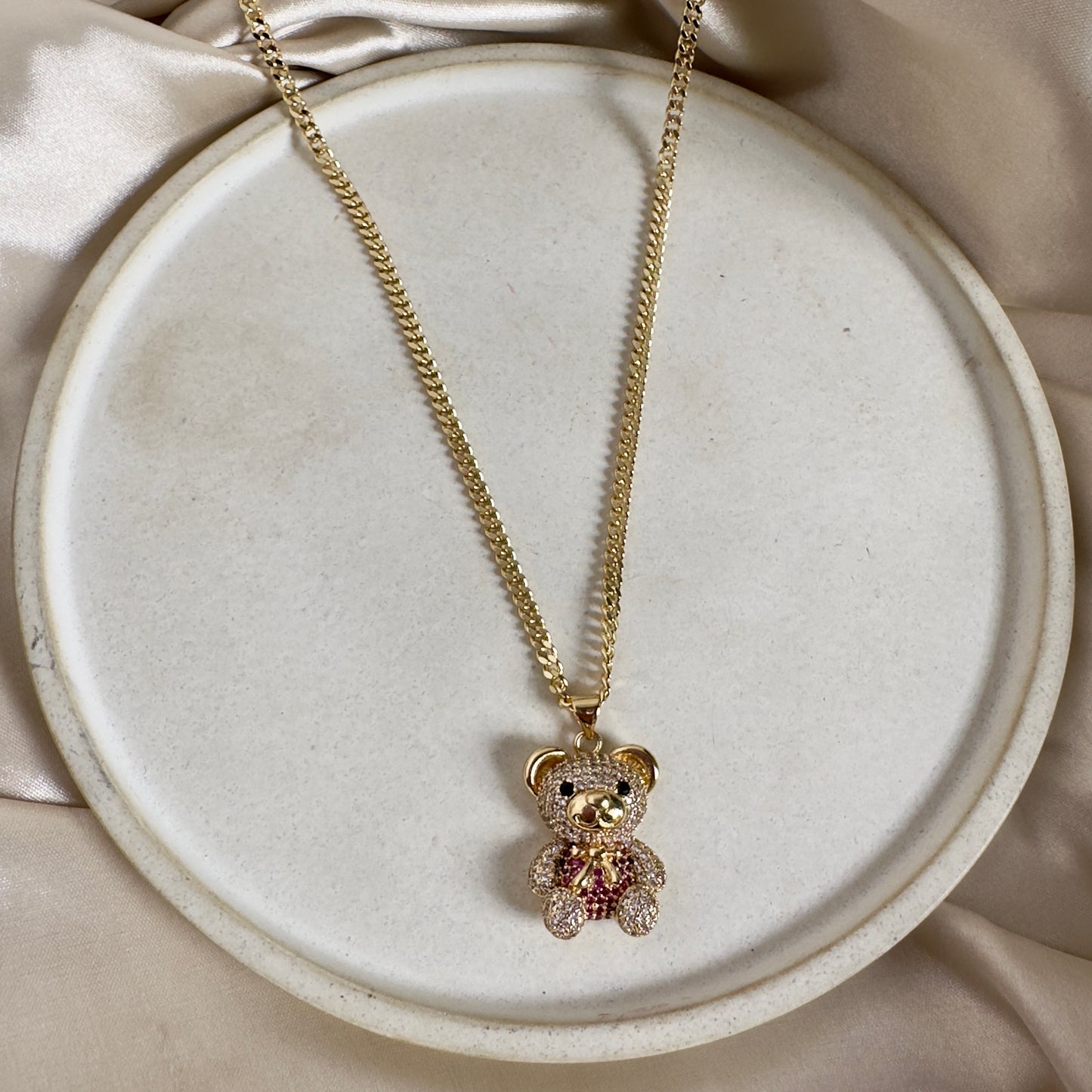 Cadena cubana oso fucsia