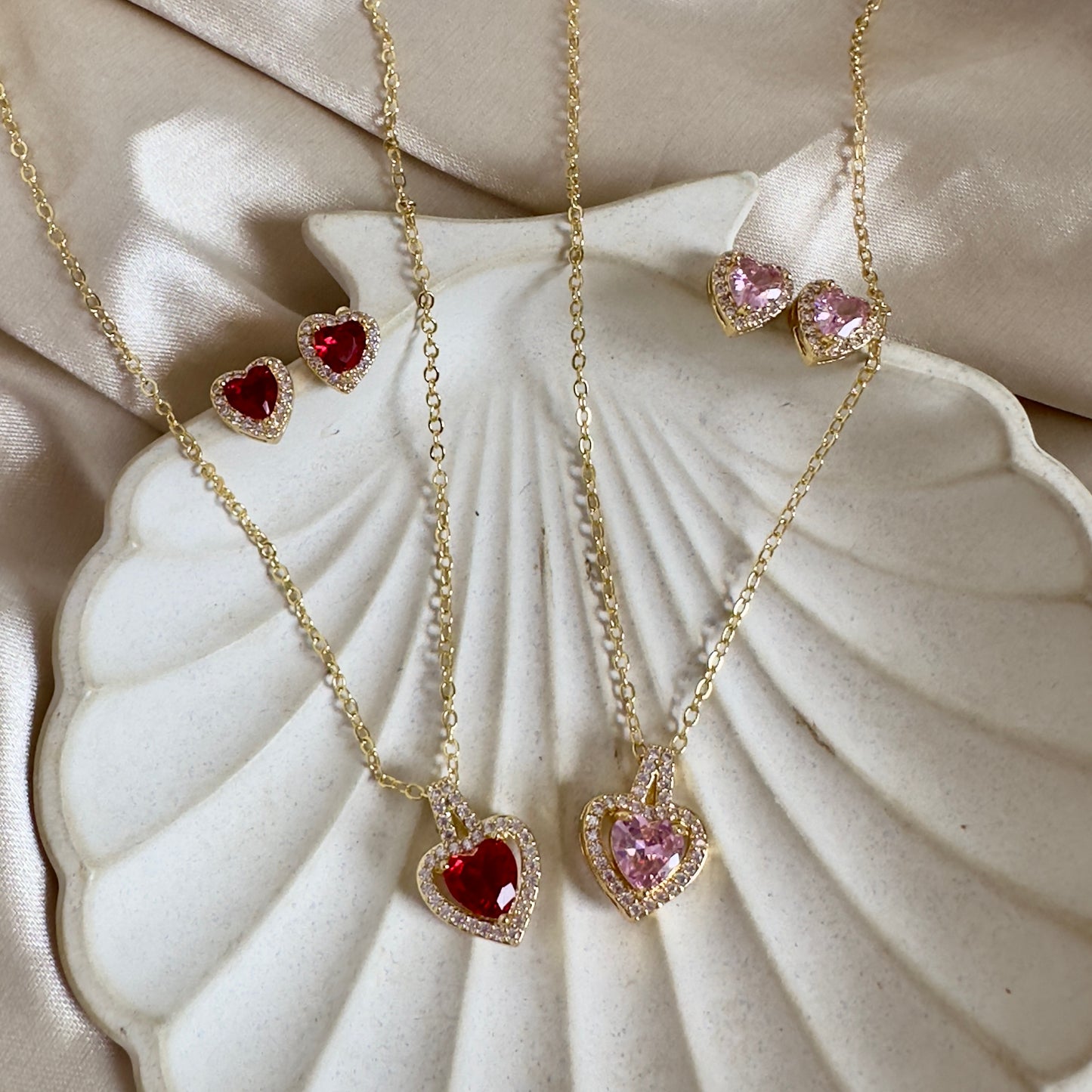 Set corazón cristal