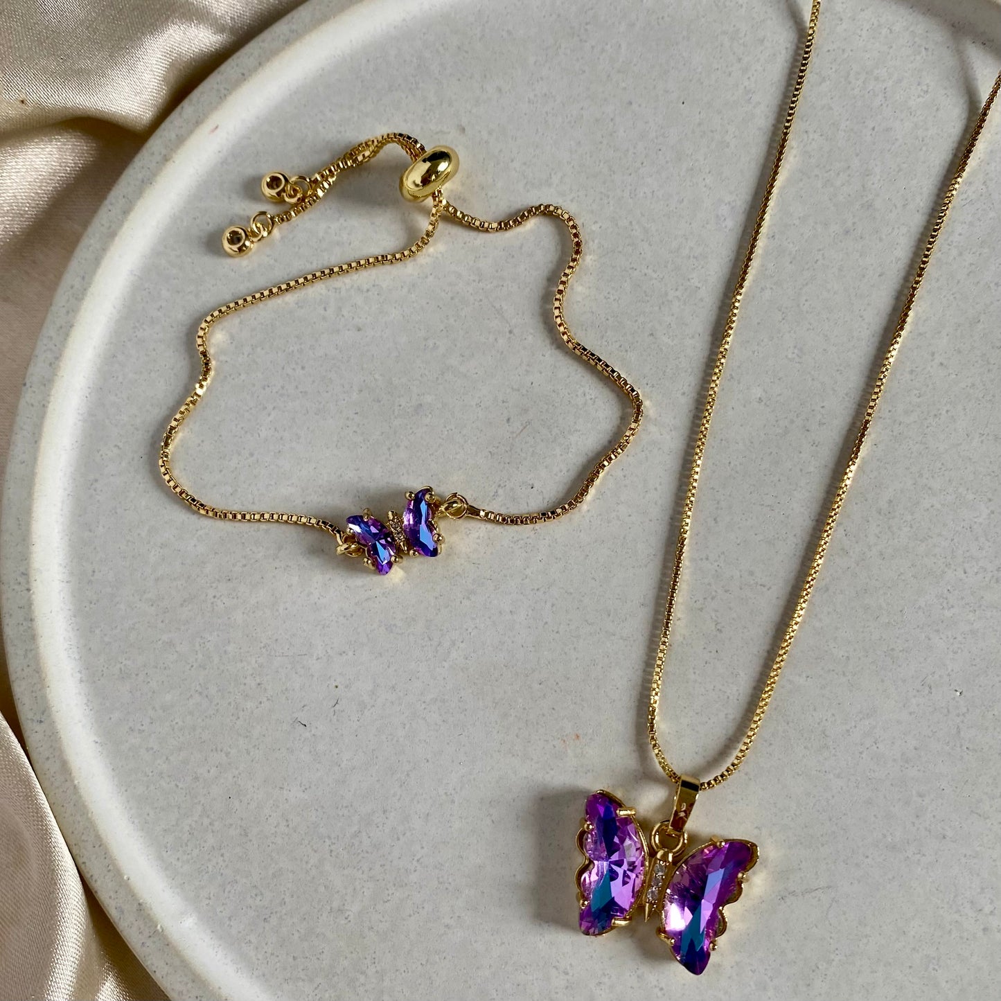 Set mariposa morada tornasol