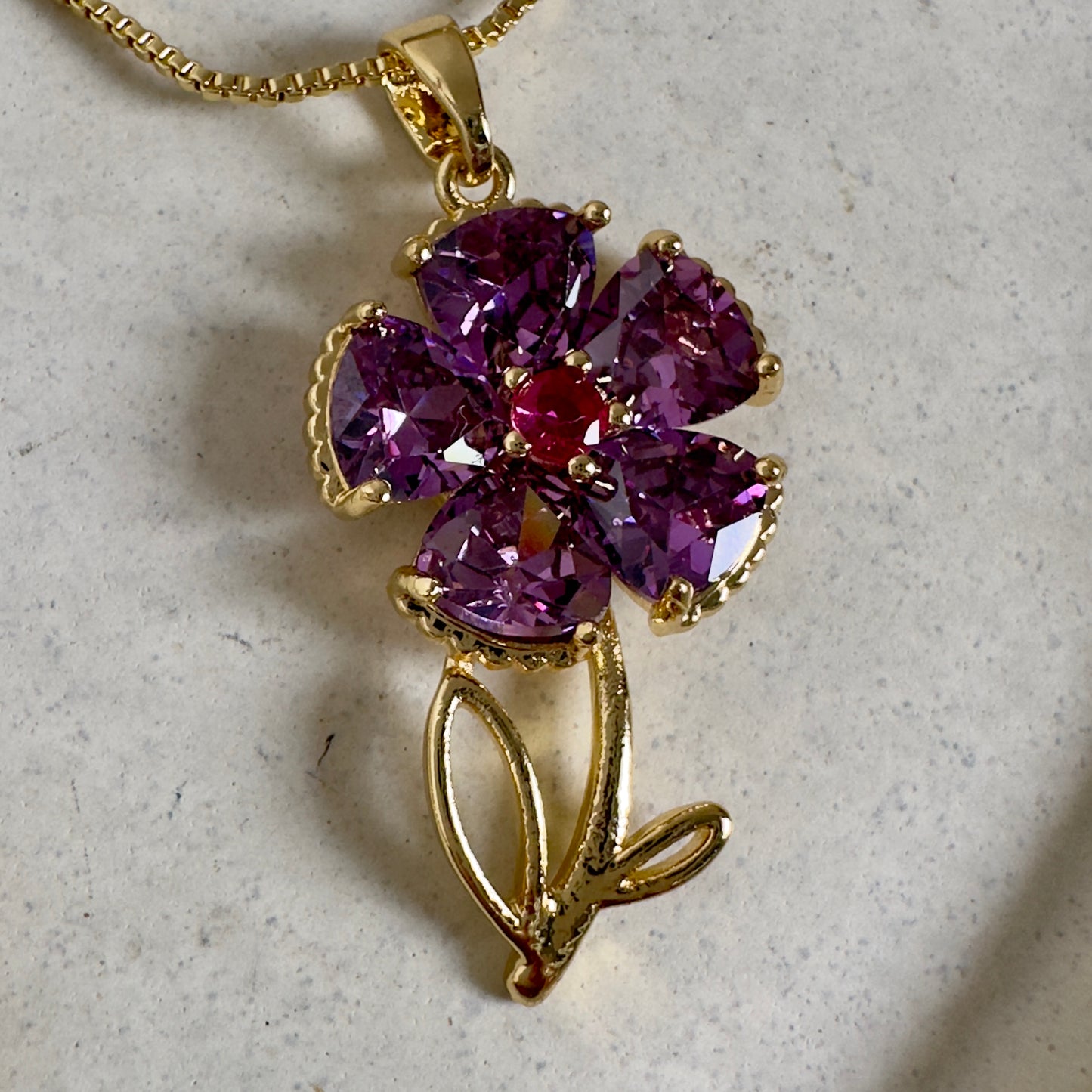 Cadena flor cristal