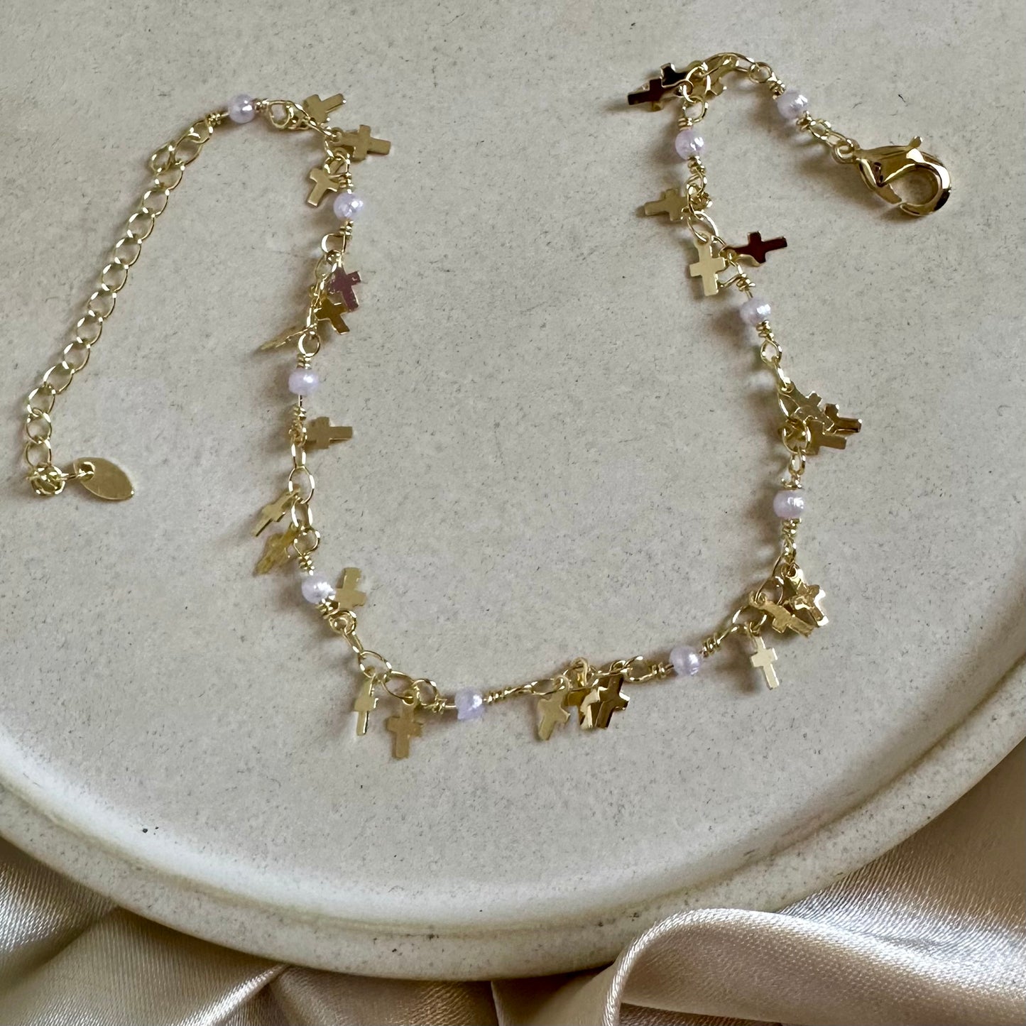 Tobillera mini cruces