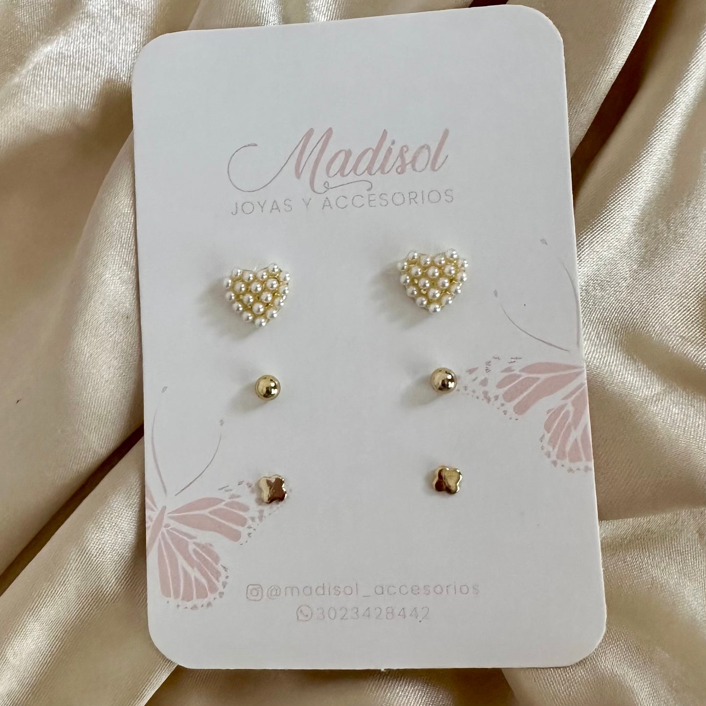 Set corazón perlitas
