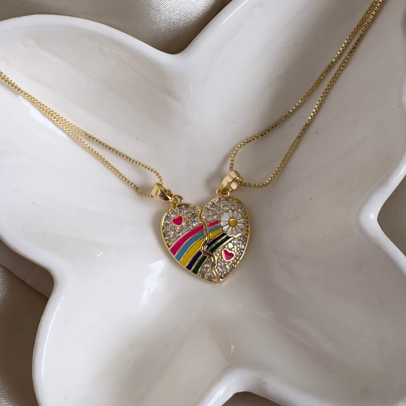 Set cadenas corazón arcoíris