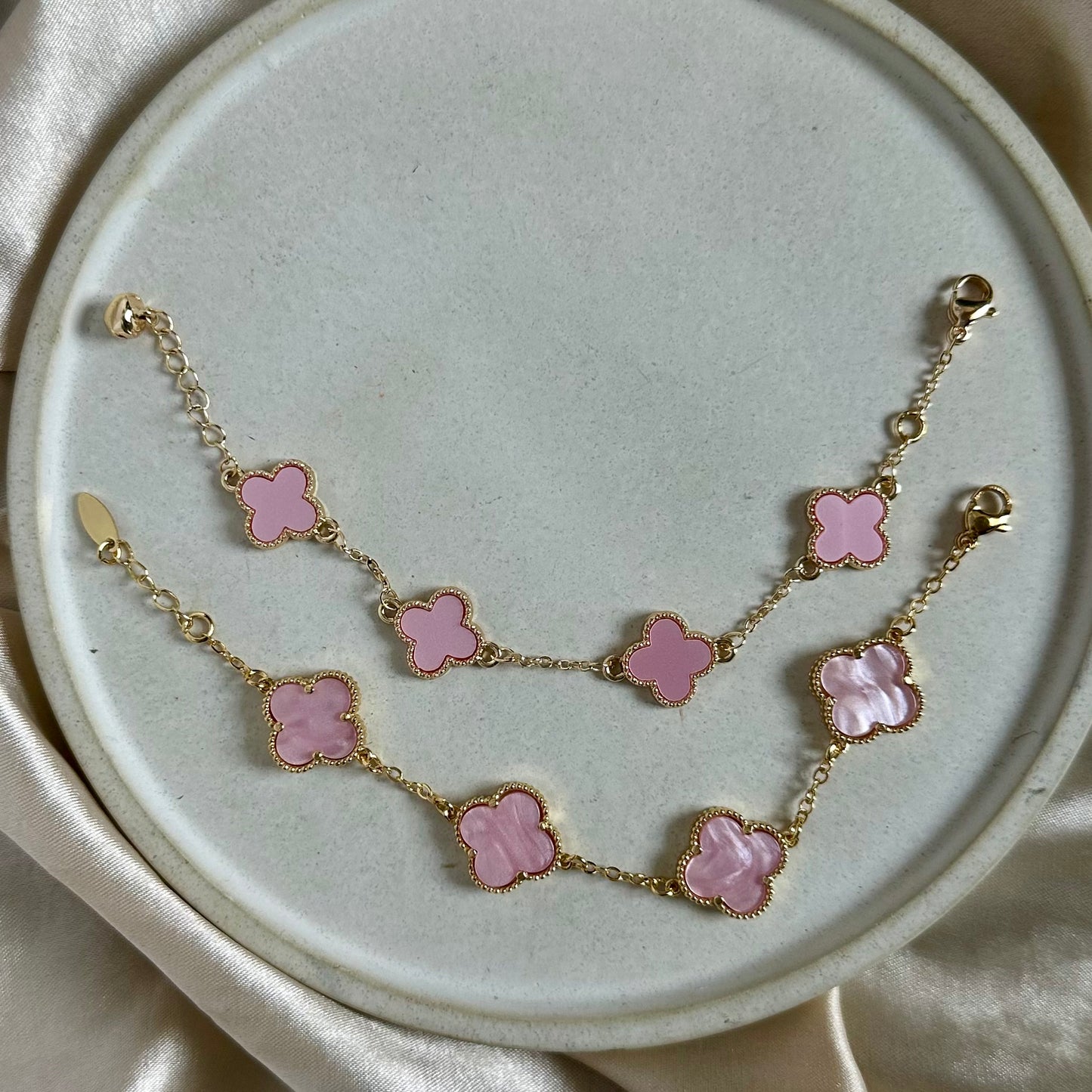 Pulsera trébol rosa