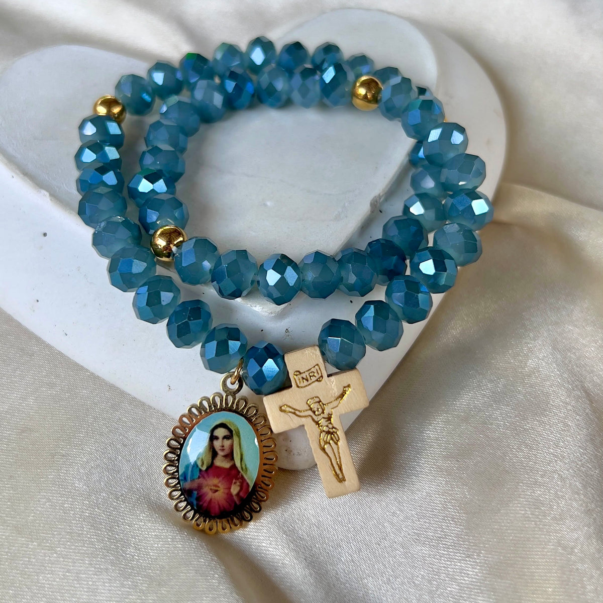 Rosario inmaculado corazón acero