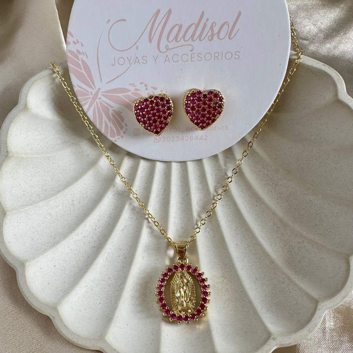 Set Guadalupe circones fucsia