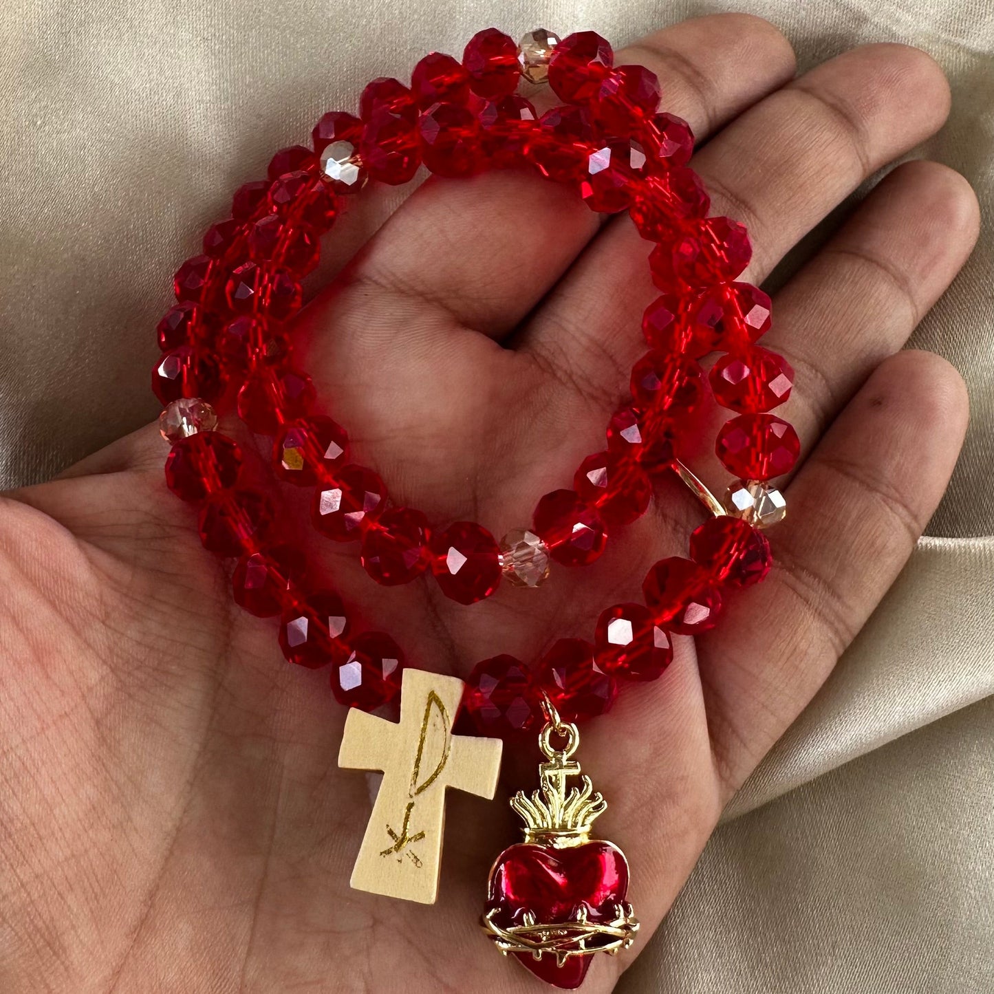Rosario de mano corazón sagrado