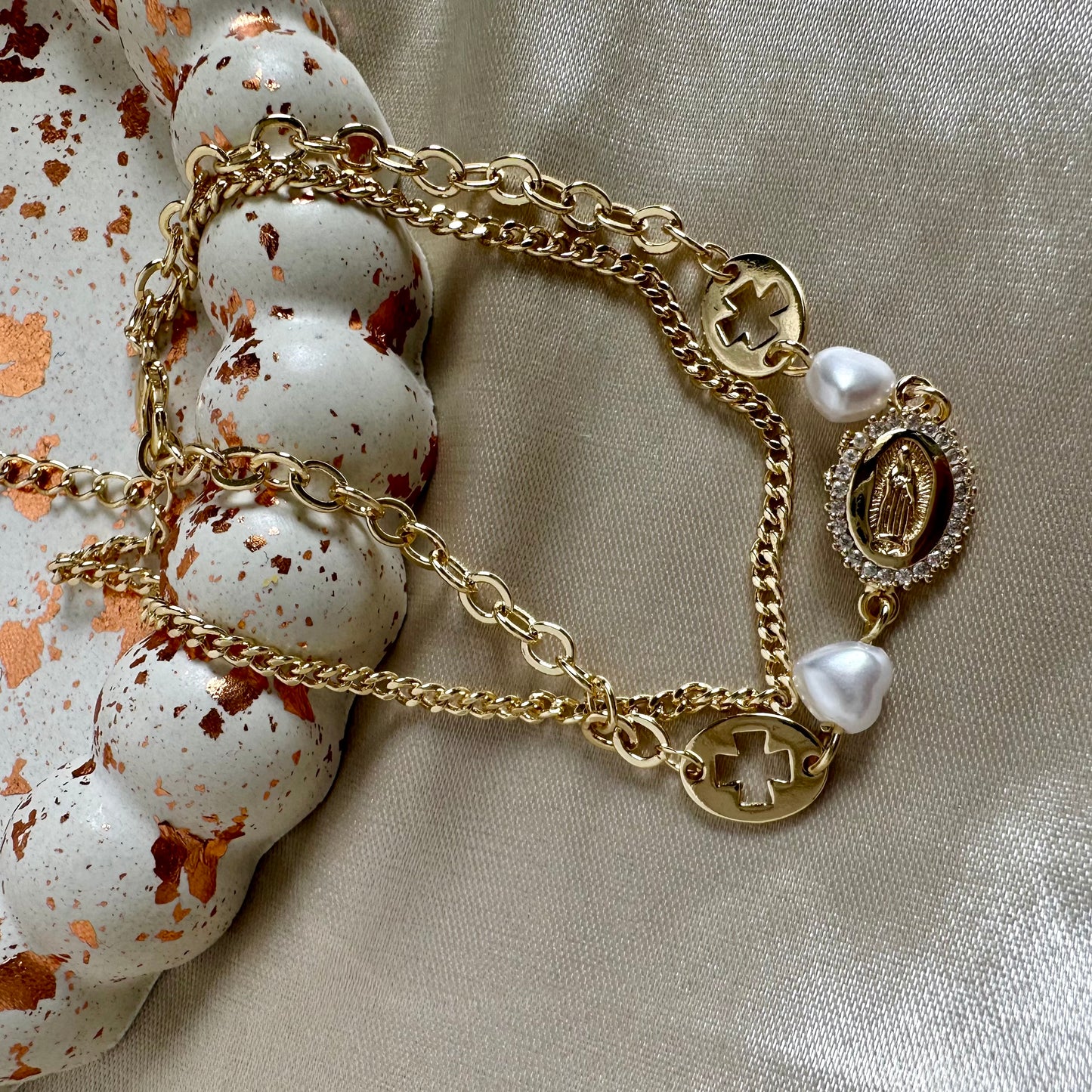 Pulsera doble Guadalupe Cruz