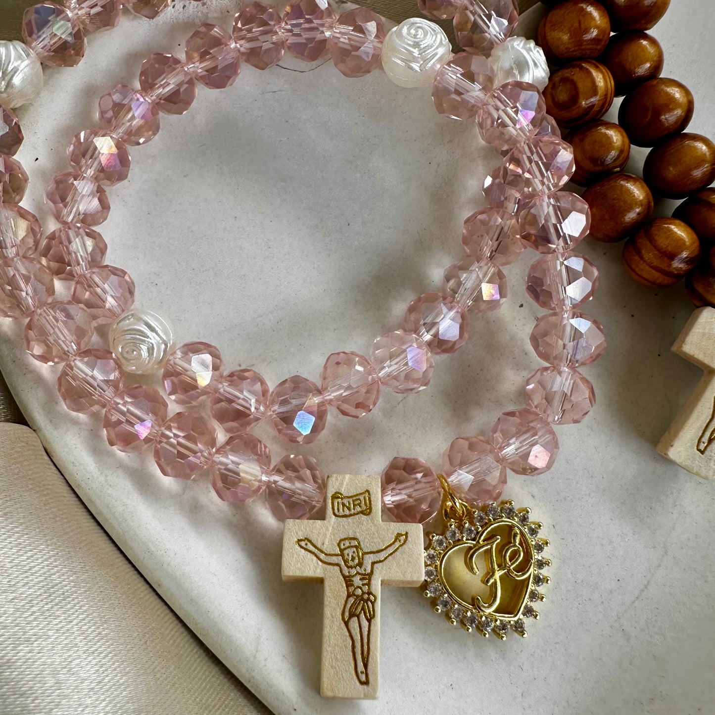 Rosario de mano corazón fe