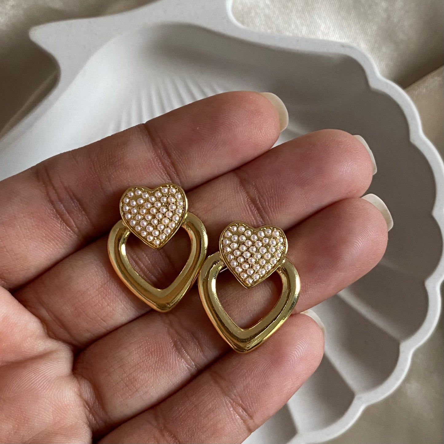 Topos doble corazón perlado