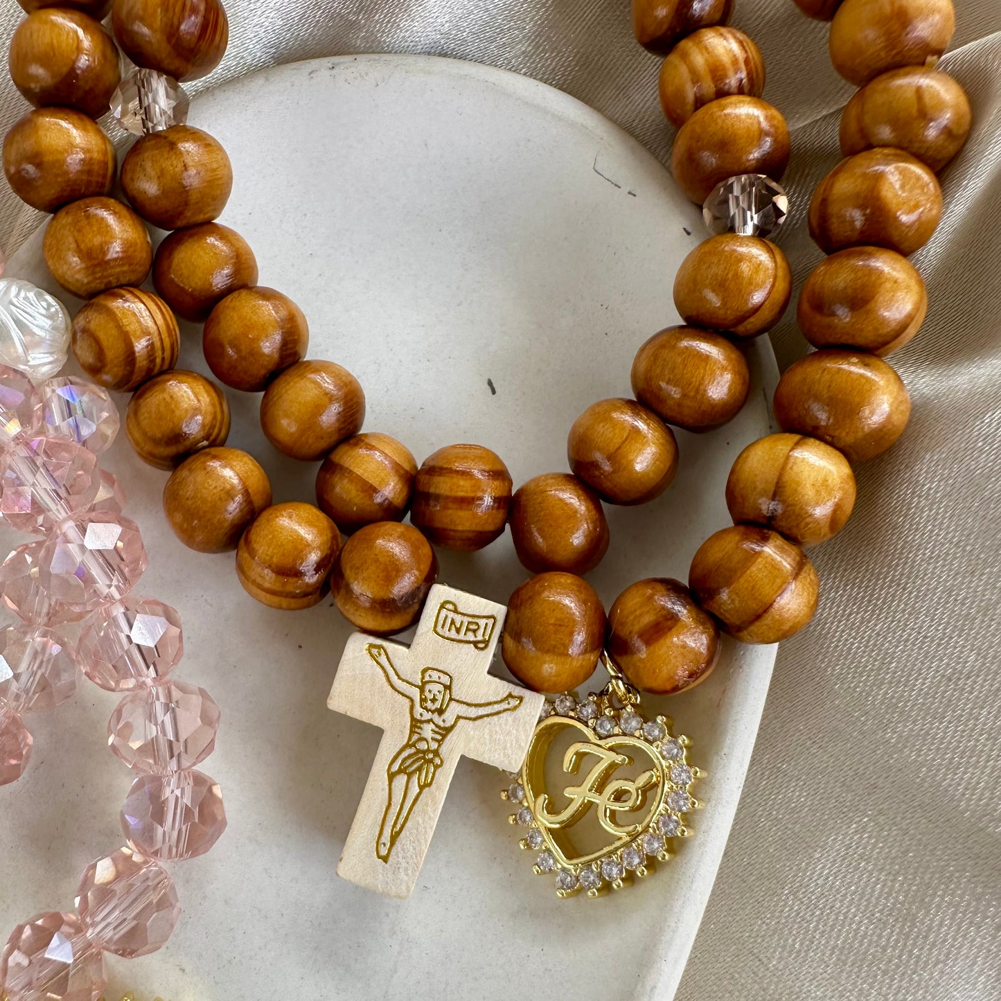 Rosario de mano corazón fe