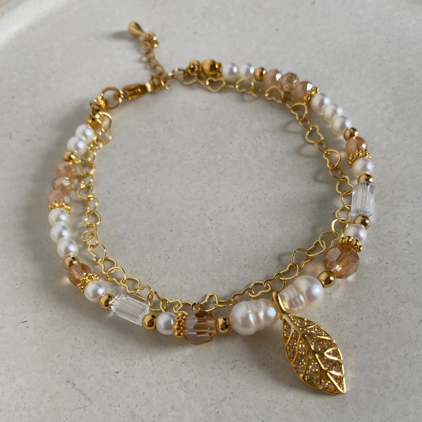 Pulsera hoja en cristales