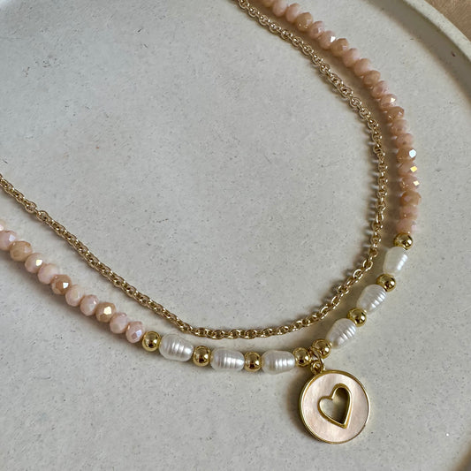 Collar doble corazón silueta
