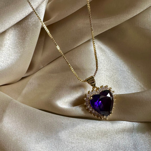 Cadena corazón morado