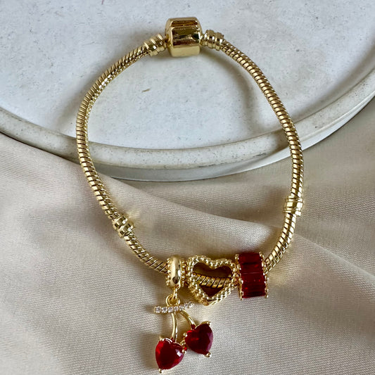 Pulsera cereza corazón