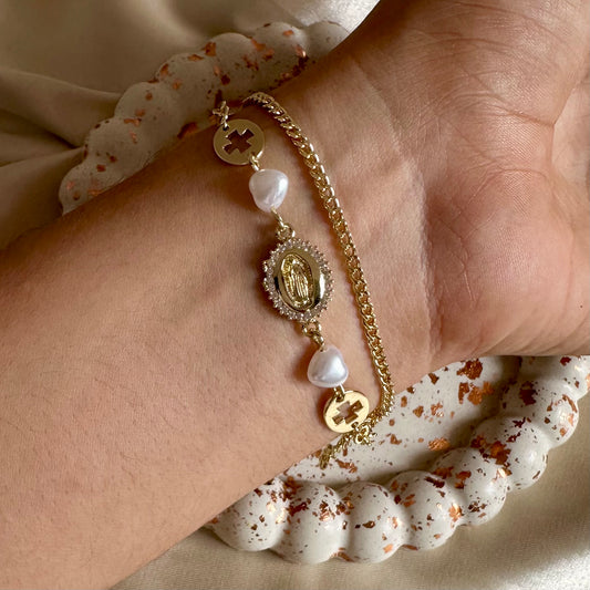 Pulsera doble Guadalupe Cruz