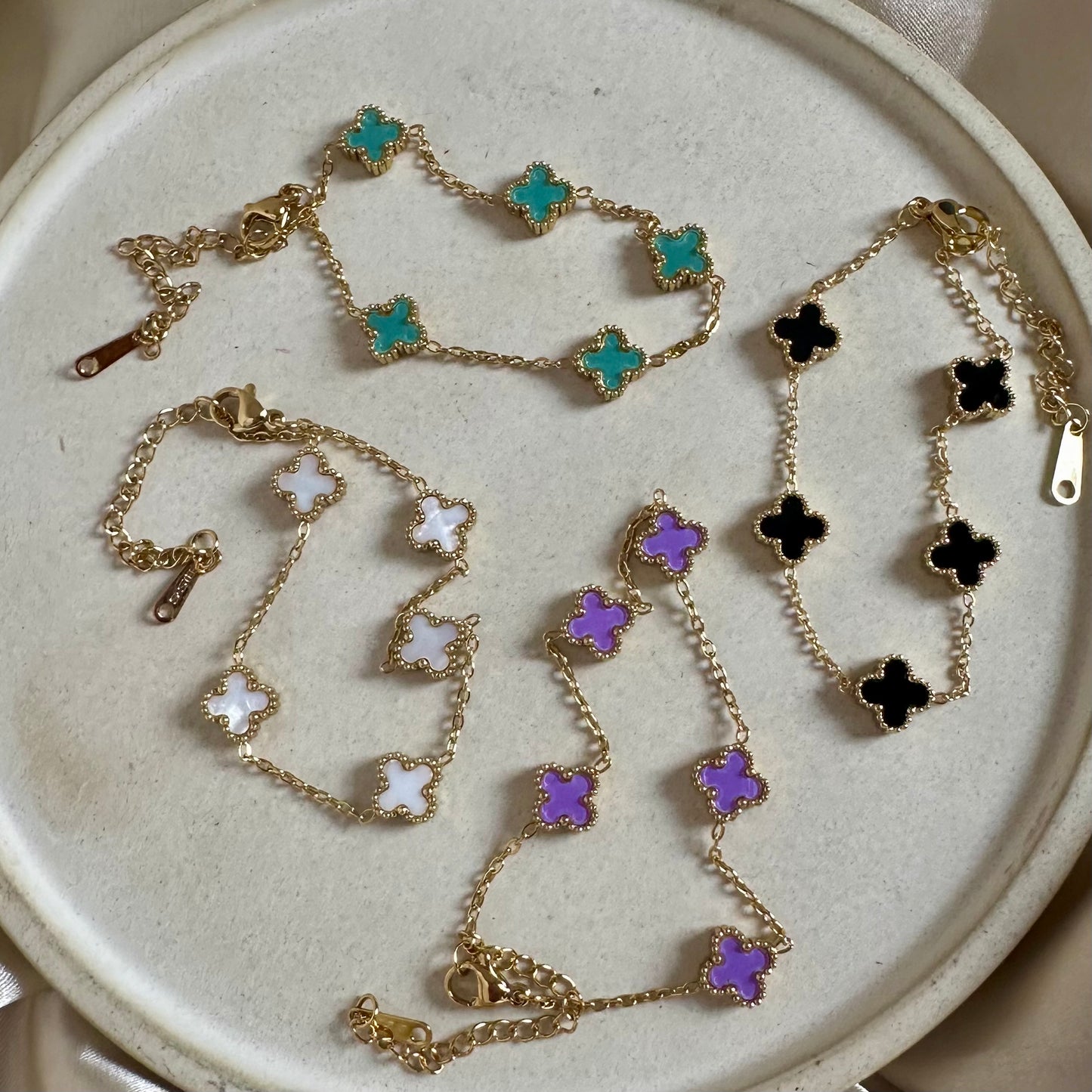 Pulsera mini trébol acero
