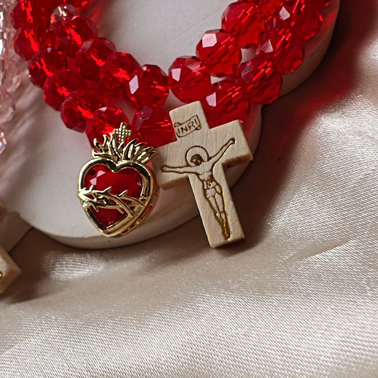 Rosario sagrado corazón cristal
