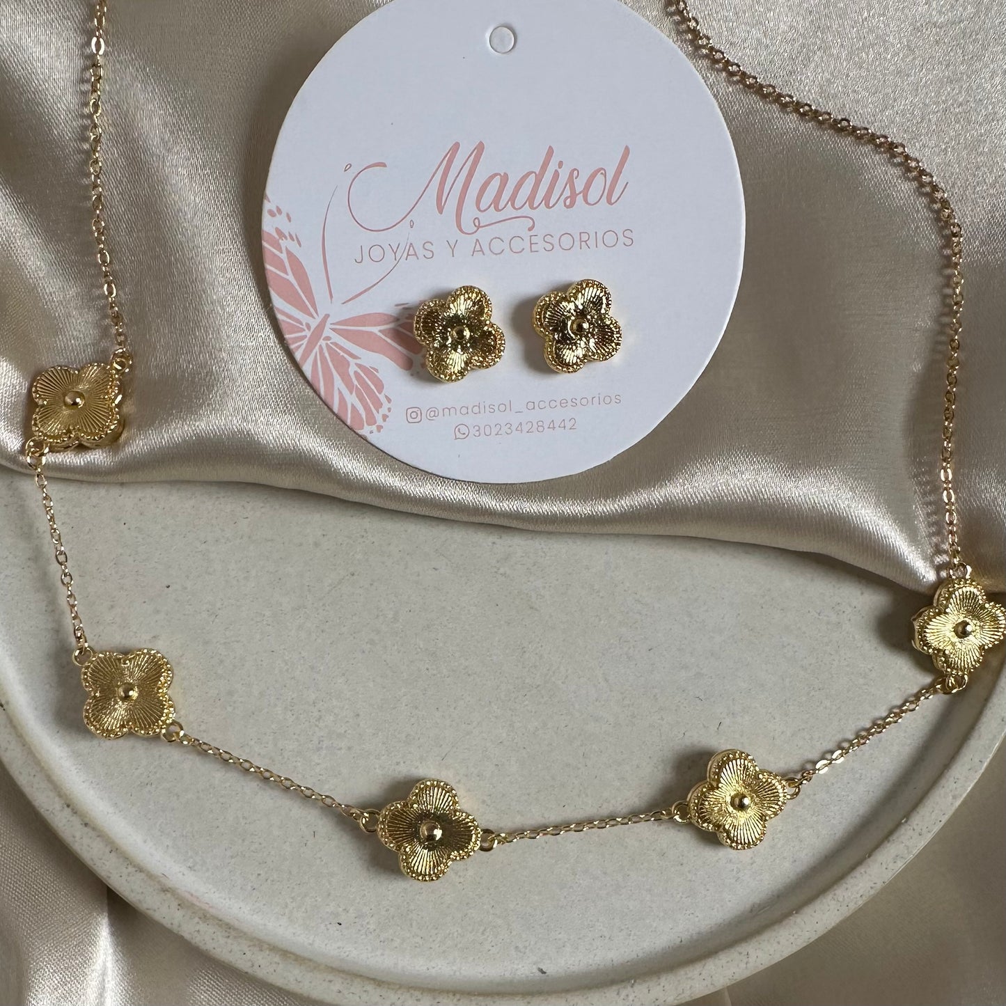 Set trébol dorado 2 piezas