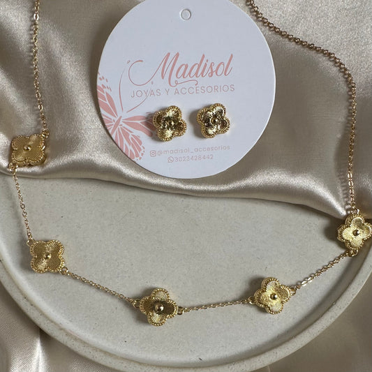 Set trébol dorado 2 piezas