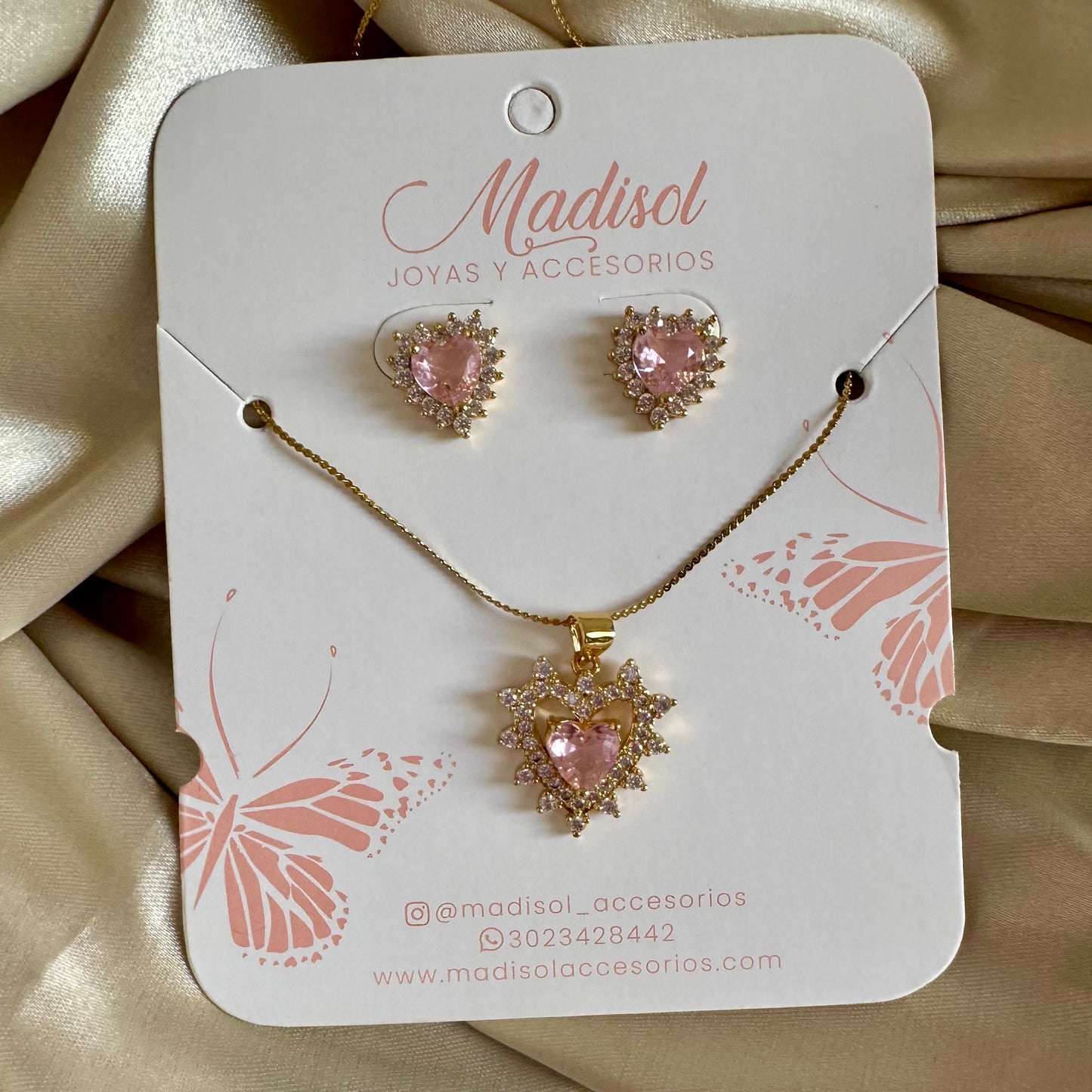Set corazón rosa