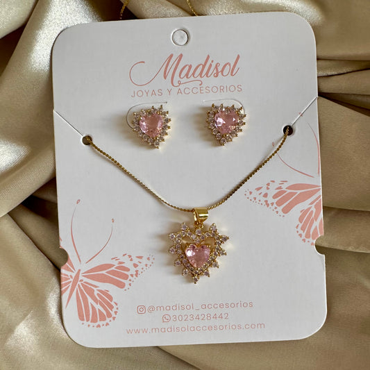 Set corazón rosa