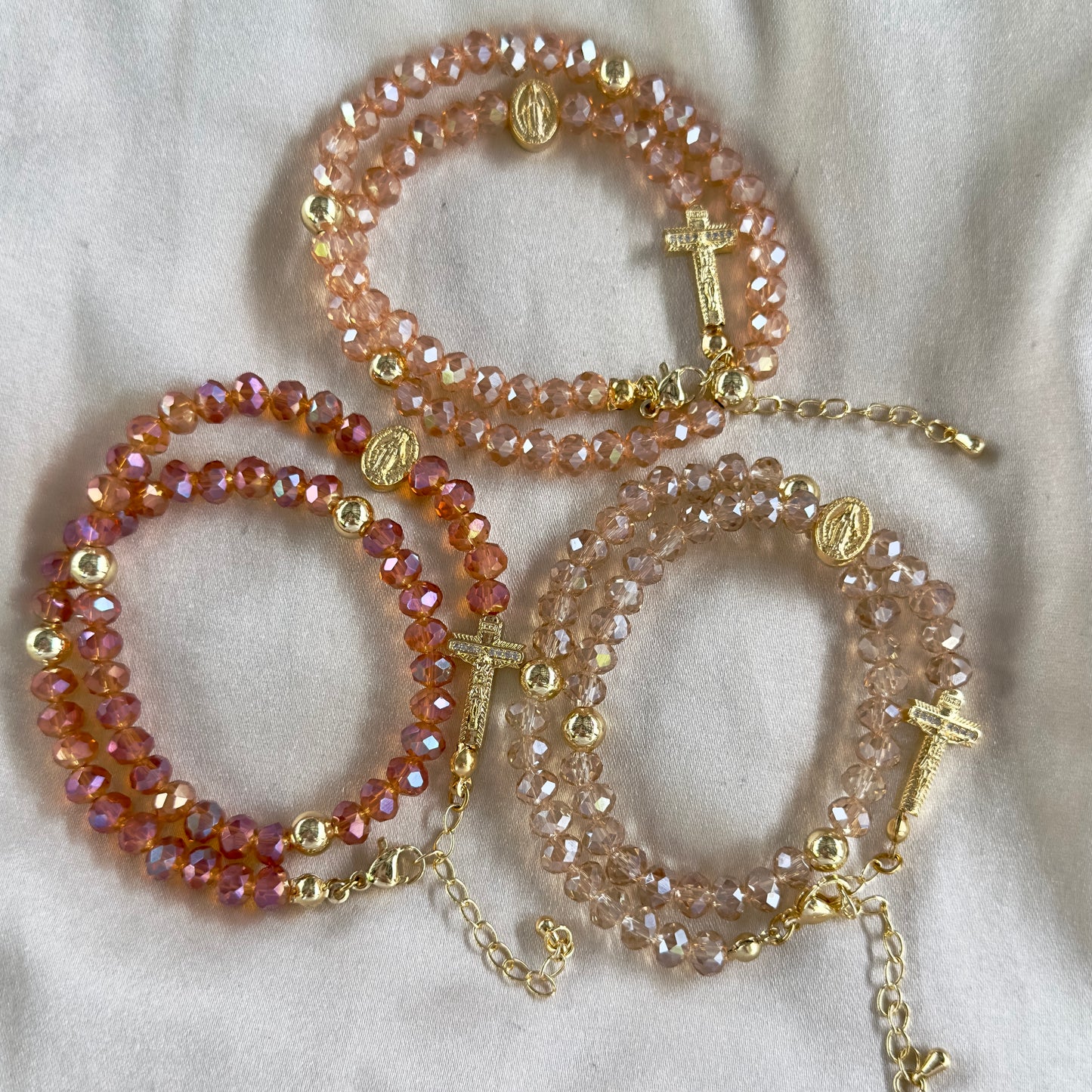 Rosario pulsera rodio