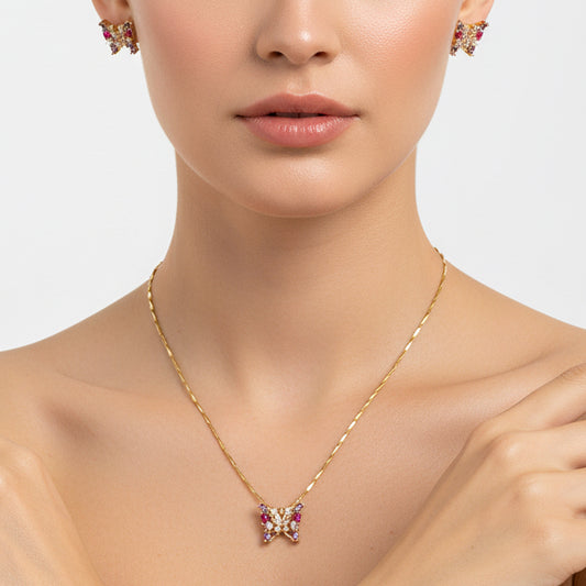 Set mariposa violeta rosa