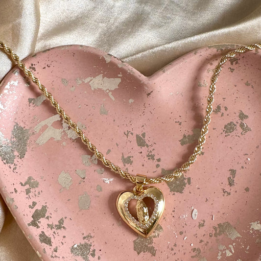 Cadena cordón virgen corazón