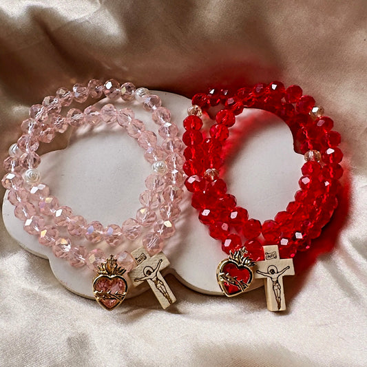 Rosario sagrado corazón cristal