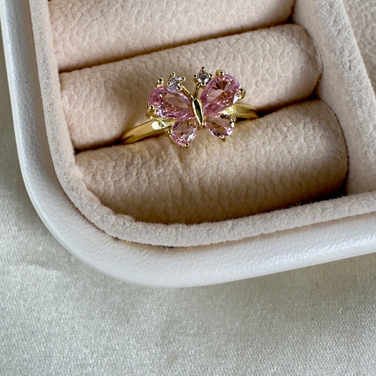 Anillo mariposa rosa