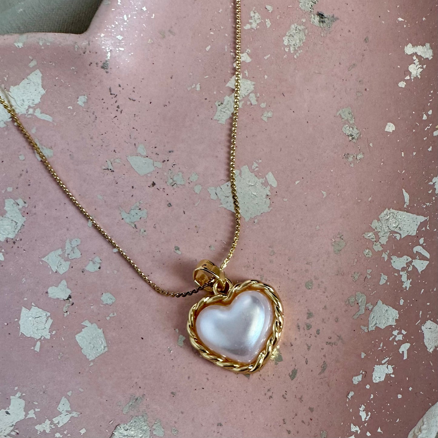 Cadena acero corazón perlado