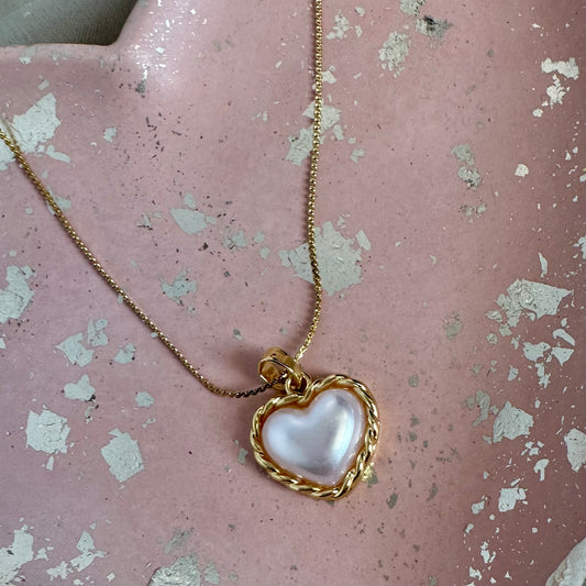 Cadena acero corazón perlado
