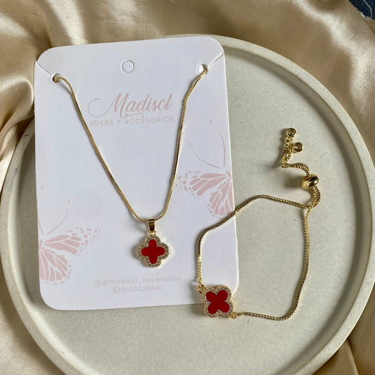 Set clover rojo circones