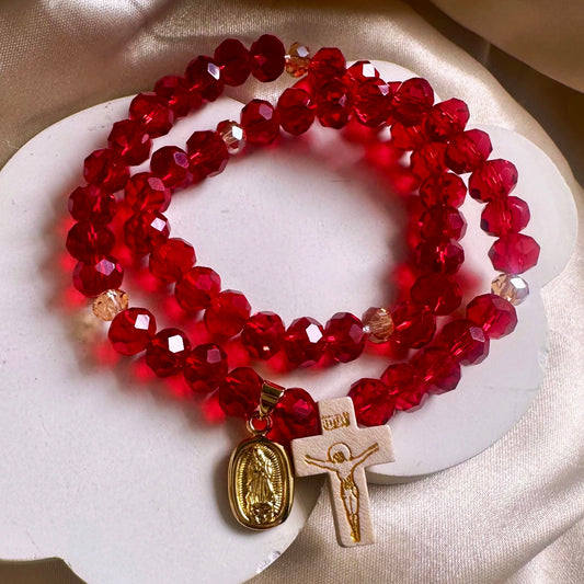 Rosario de mano rojo Guadalupe