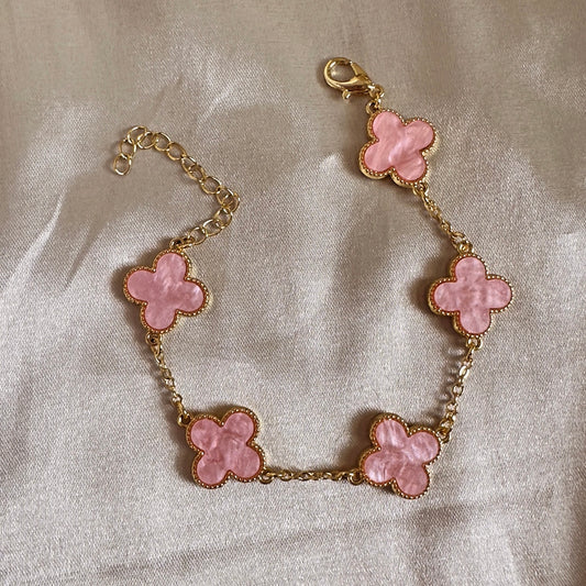 Pulsera trébol rosa