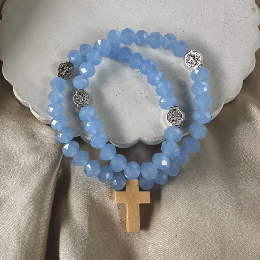 Rosario de mano azul san Benito