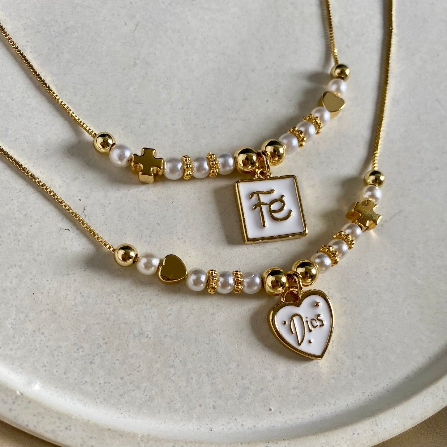 Cadena perlas Fe y Dios