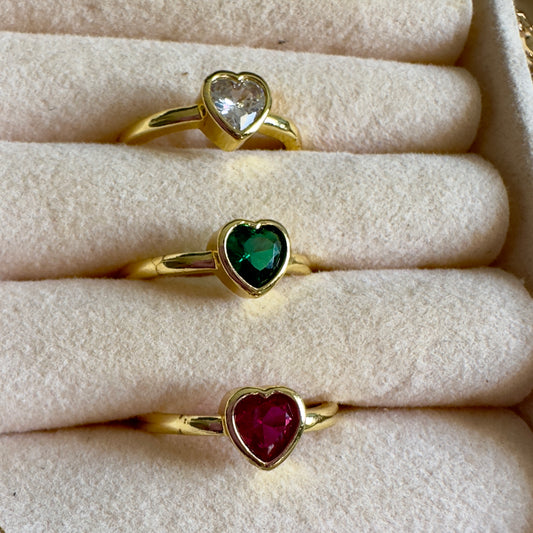 Anillo corazón cristal