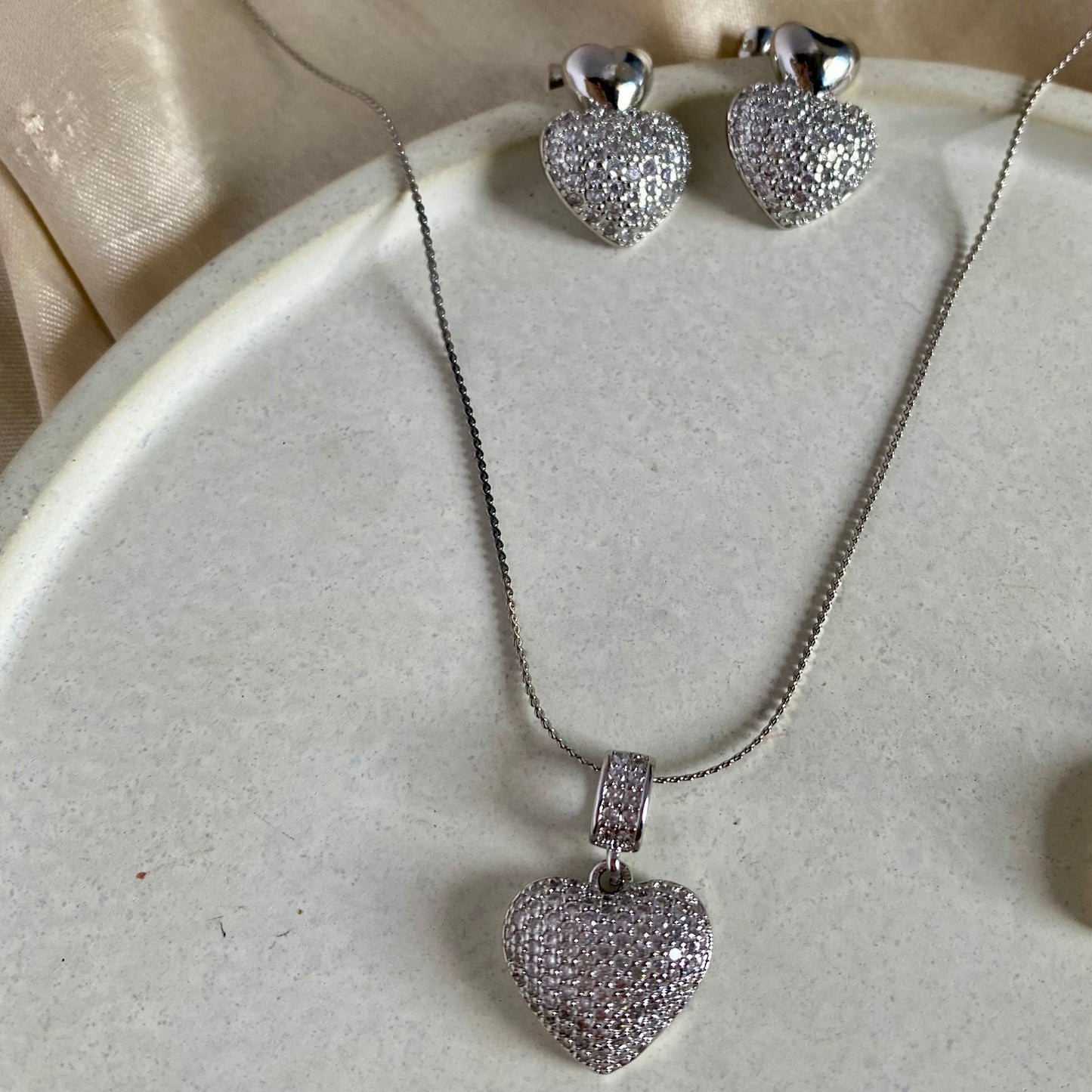 Set corazones acero-rodio