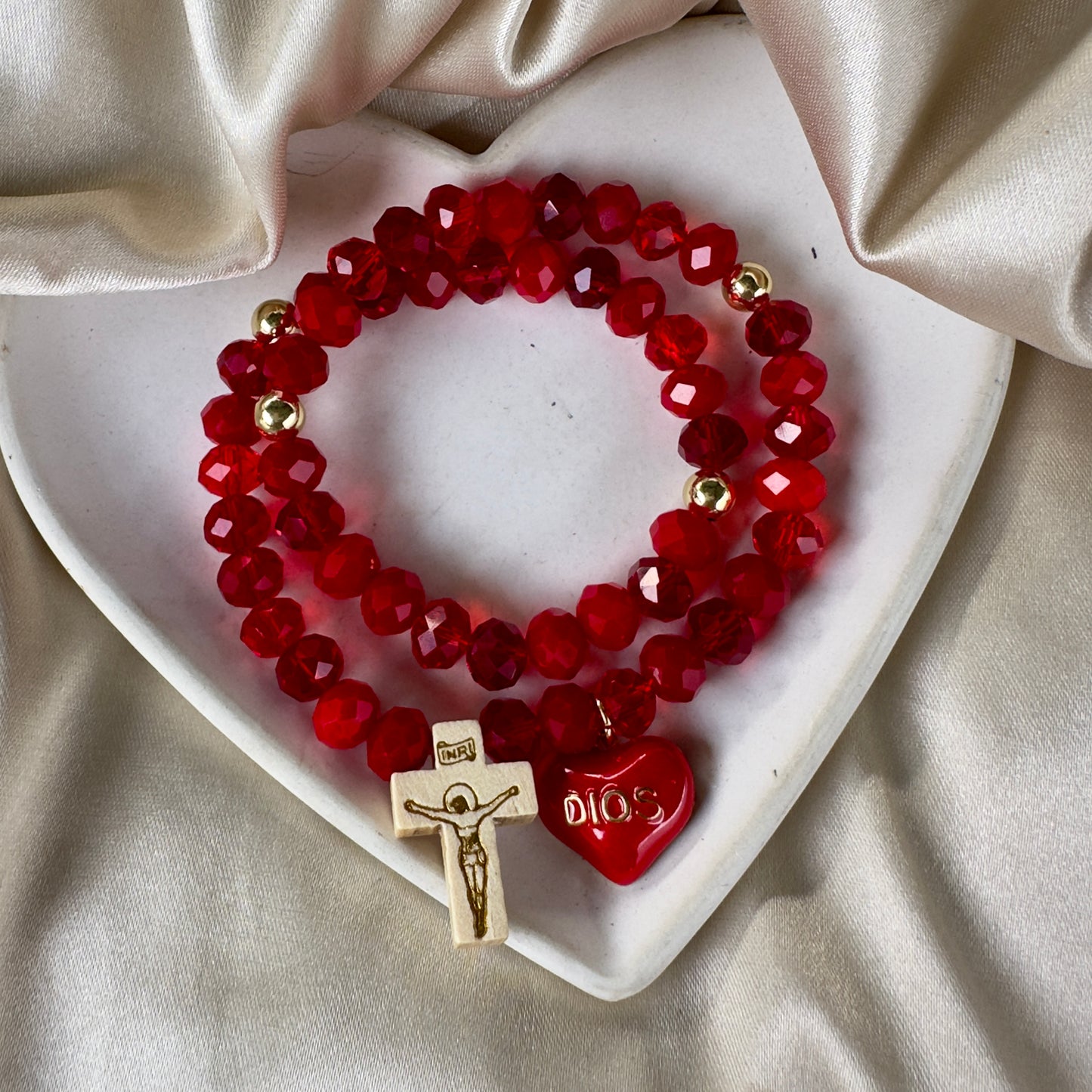 Rosario mix rojo corazón