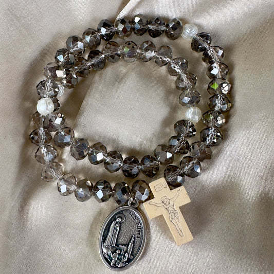 Rosario Virgen de Fatima Gris