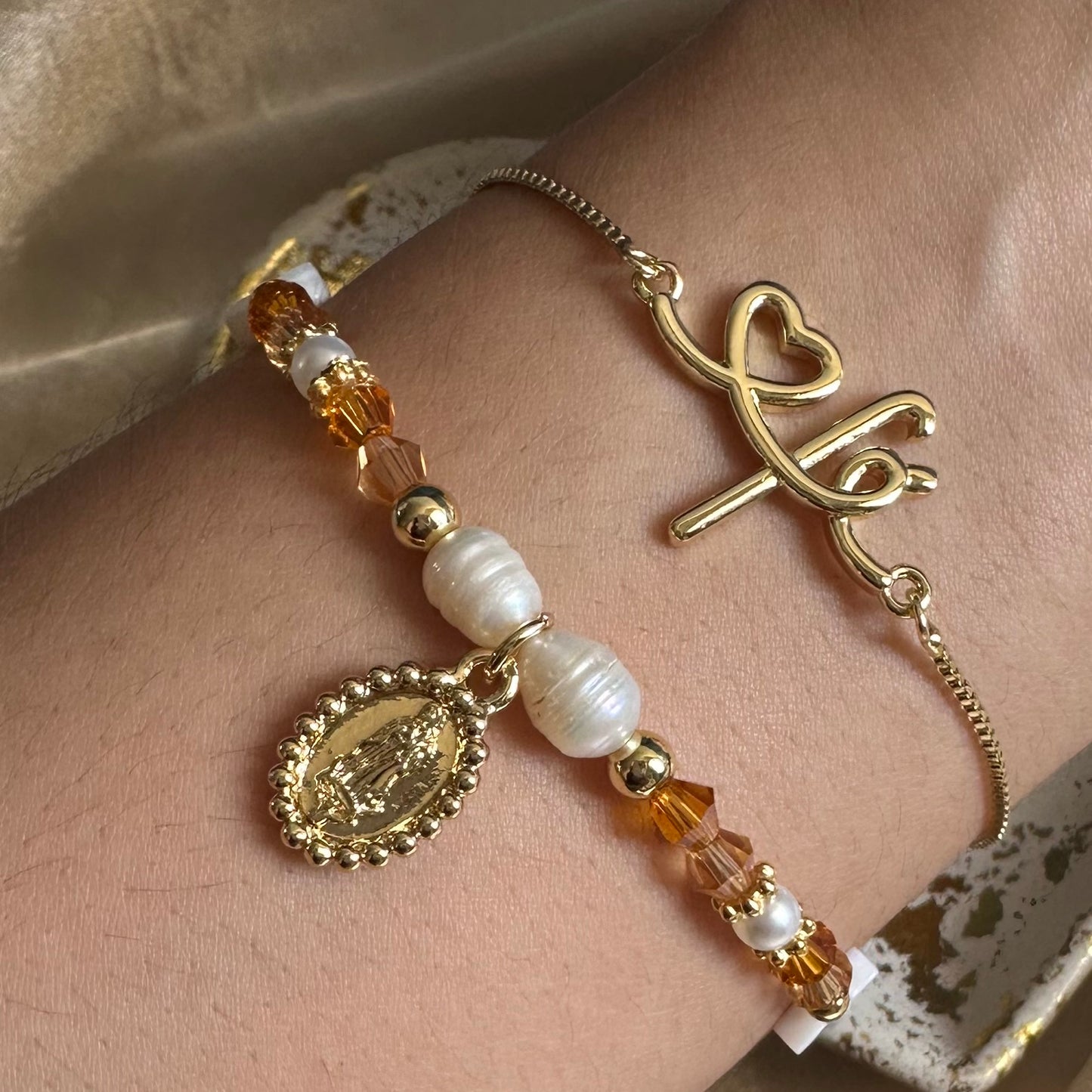 Set pulseras virgen y fe