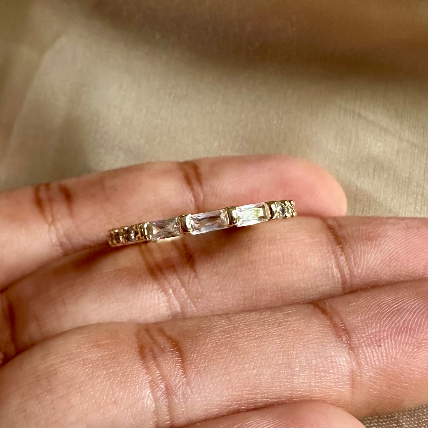 Anillo circon rectangular