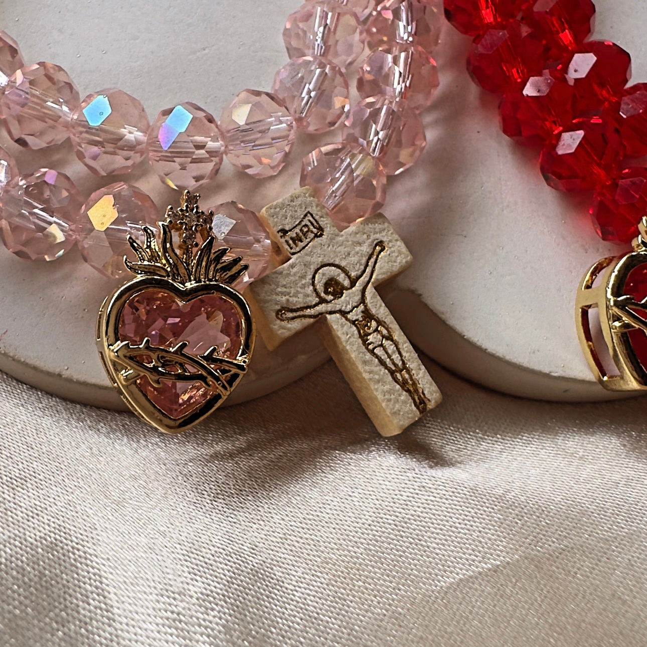 Rosario sagrado corazón cristal