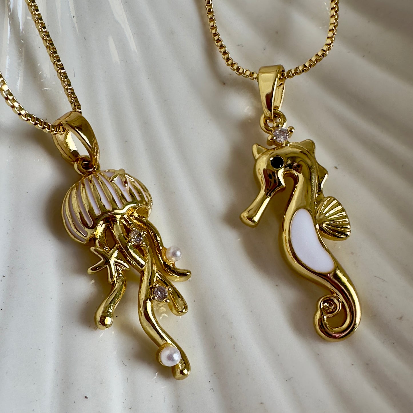 Cadena medusa y caballito de mar