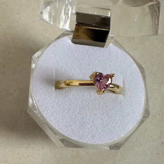 Anillo corazón rosa