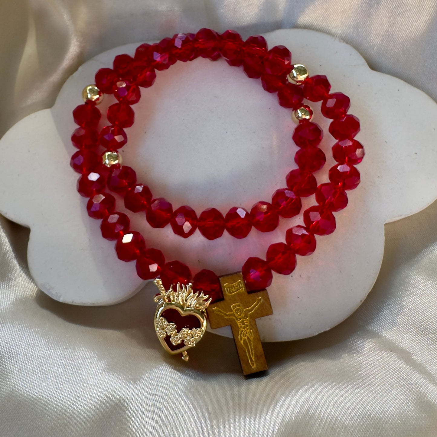 Rosario inmaculado corazón cristal